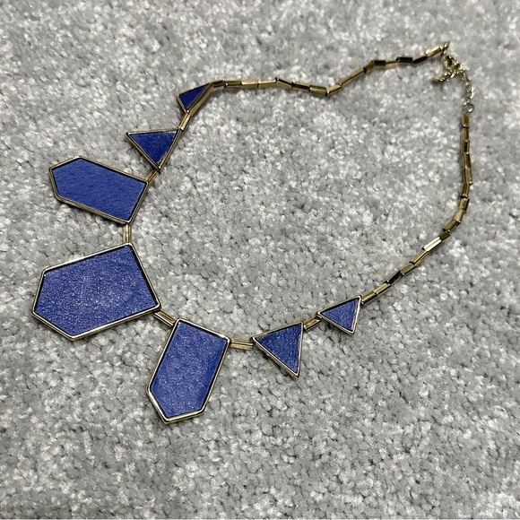House of Harlow 1960 Blue Leather Cobalt Five Station Necklace - Picture 4 of 7